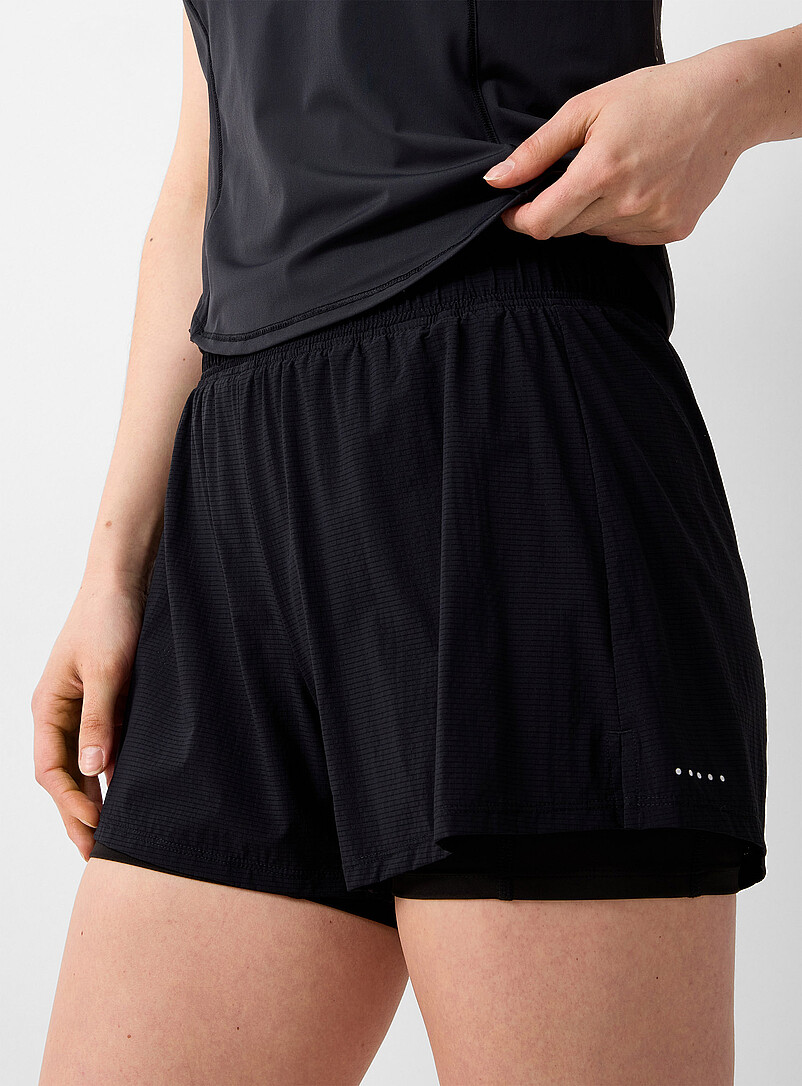 I.FIV5: Le short fluide ripstop extensible Cuissard int&eacute;gr&eacute; | Longueur 3 po Noir pour femme